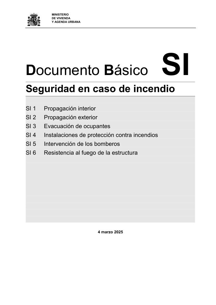 Portada oficial del Documento Básico SI del CTE