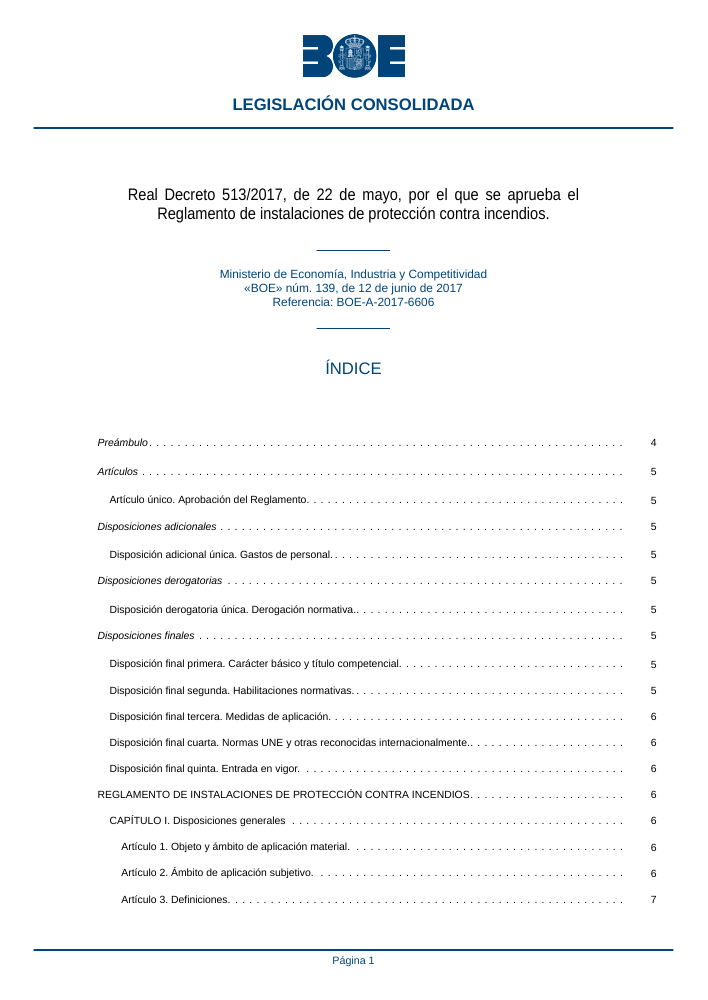 Primera página oficial del RIPCI, publicada por el BOE
